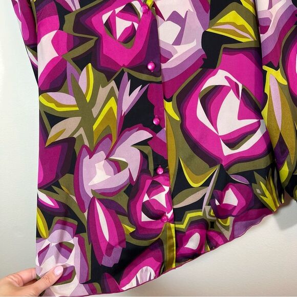 ✨ Missoni for Target Multicolor Abstract Blouse Retro Button Down Collared M - Picture 9 of 12